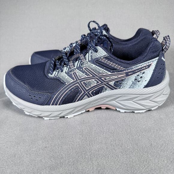 ASICS Gel-Venture 9 Shoes Womens Size 9 Navy Blue Gray Trail Running 1012B313 - Picture 1 of 11